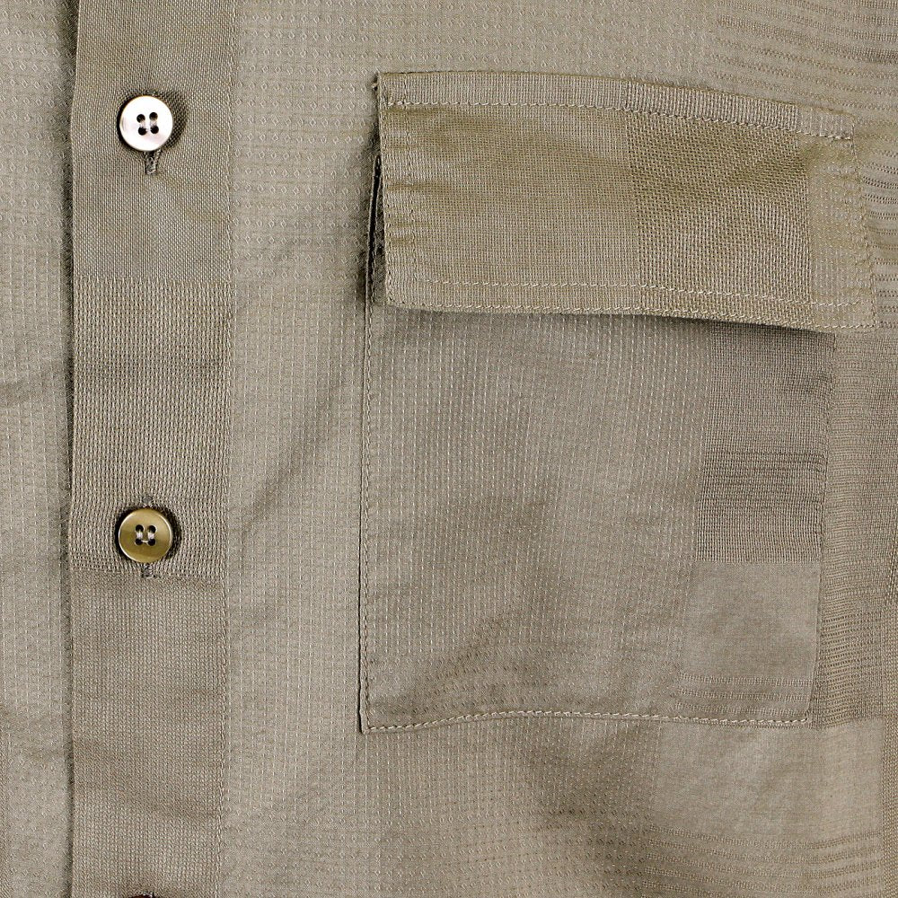 Dark Taupe Woven Cotton Short Sleeve Fitted Shirt with Self Coloured Checks