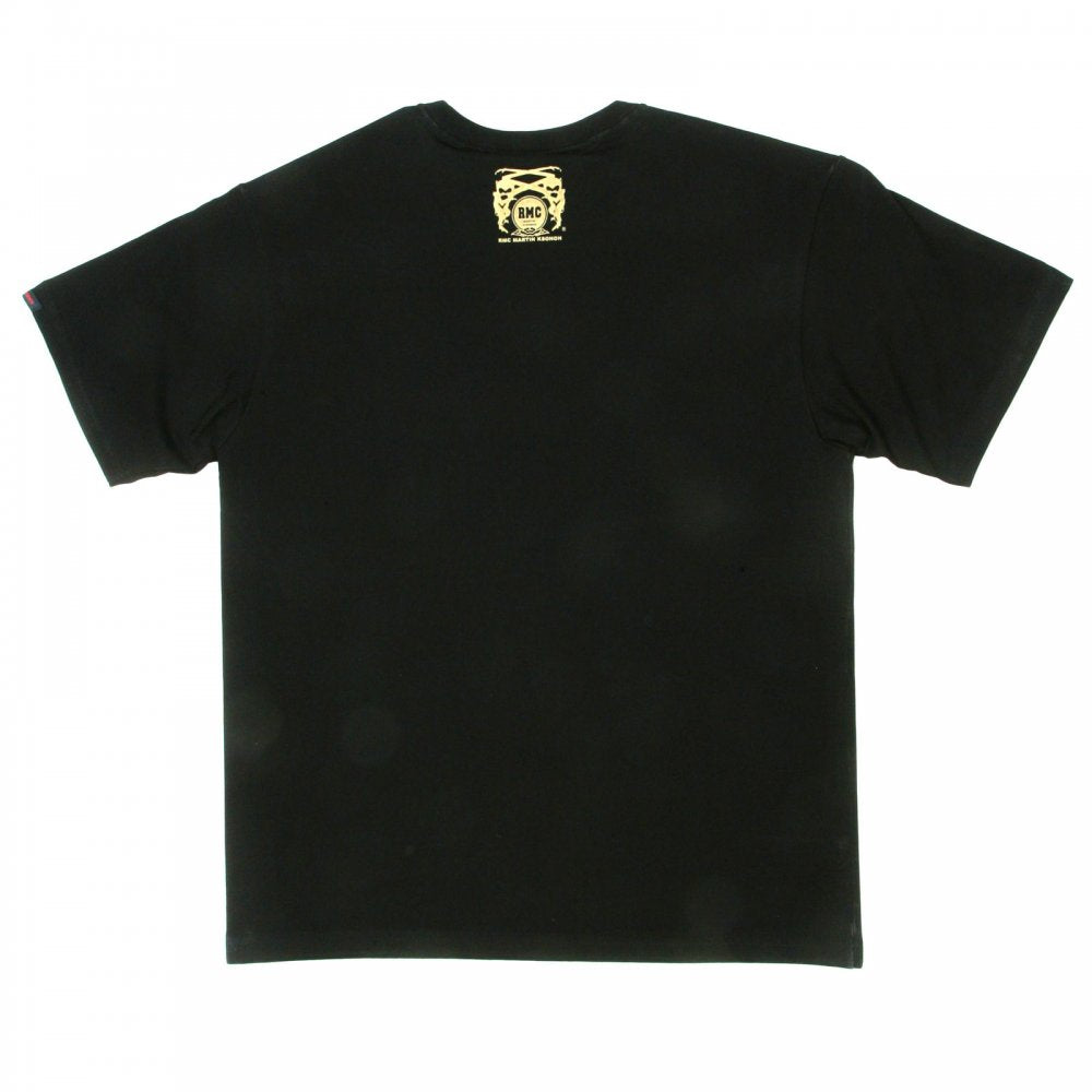 Black Crew Neck Regular Fit T-Shirt with Purple Printed Logo