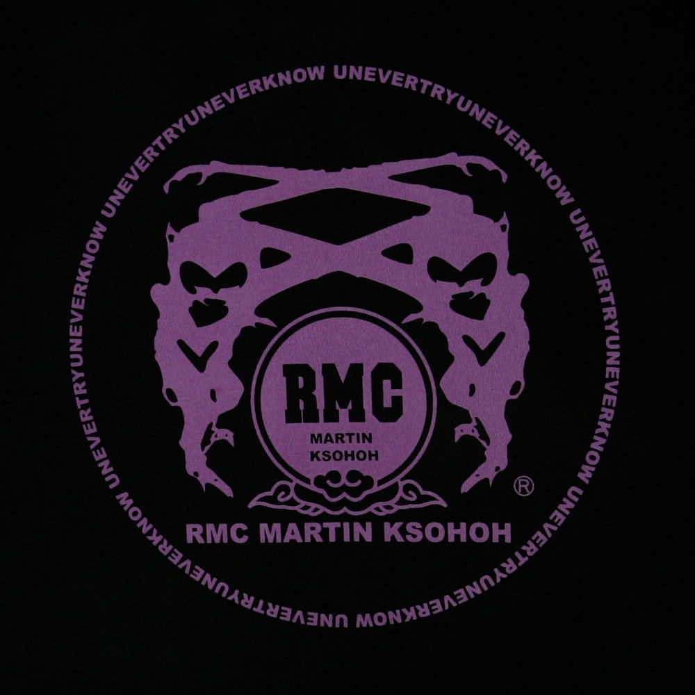 Black Crew Neck Regular Fit T-Shirt with Purple Printed Logo