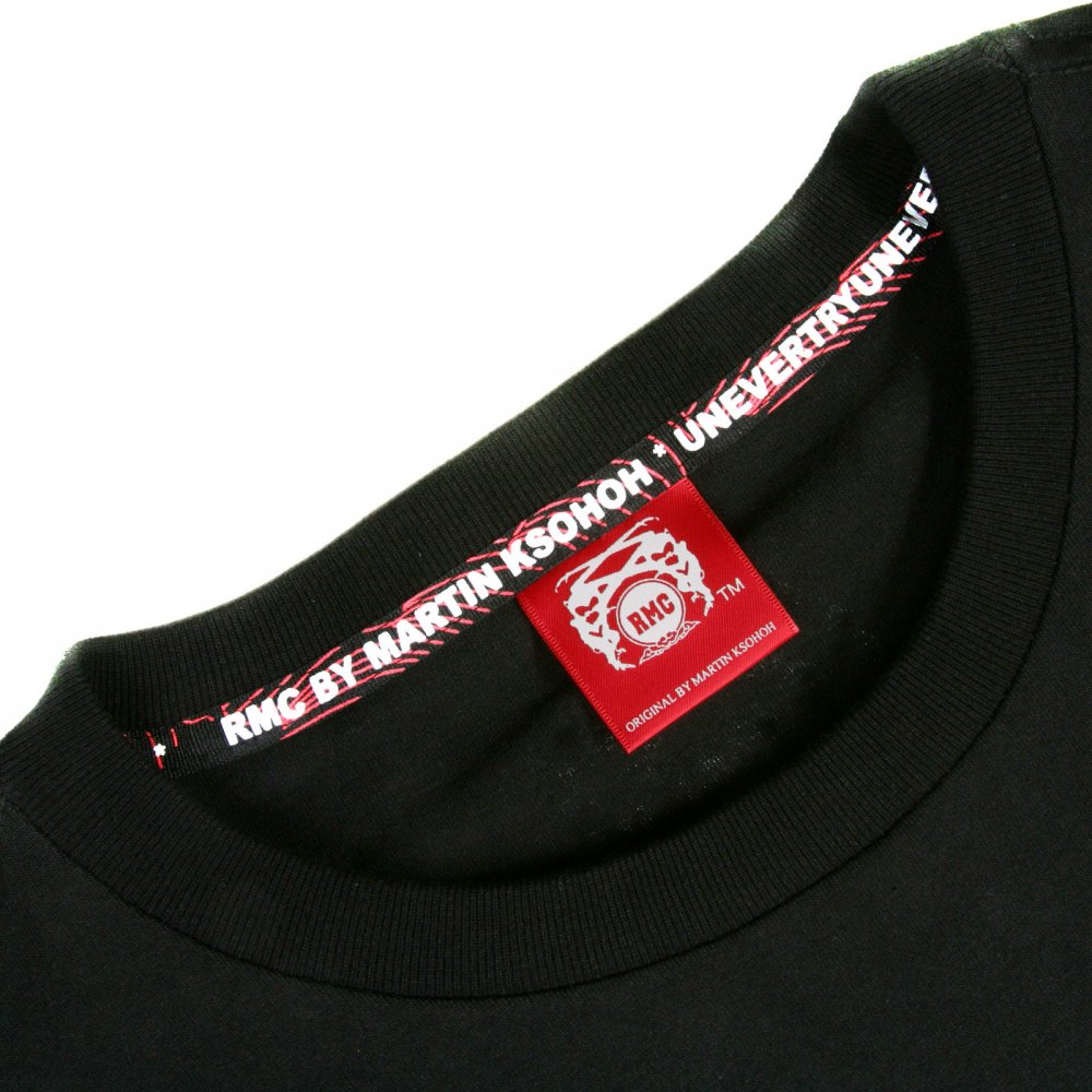 Black Crew Neck Regular Fit T-Shirt with Purple Printed Logo