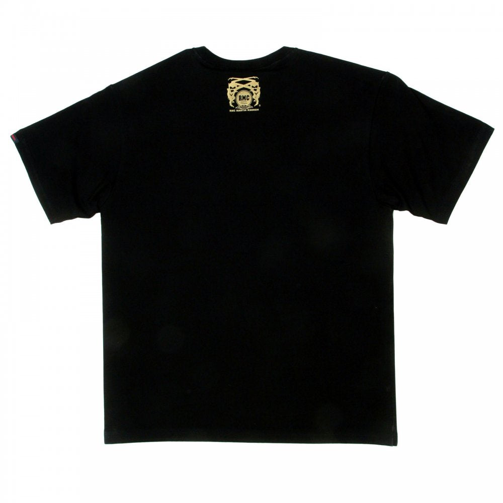 Black Crew Neck Regular Fit T-Shirt with Red Printed Logo