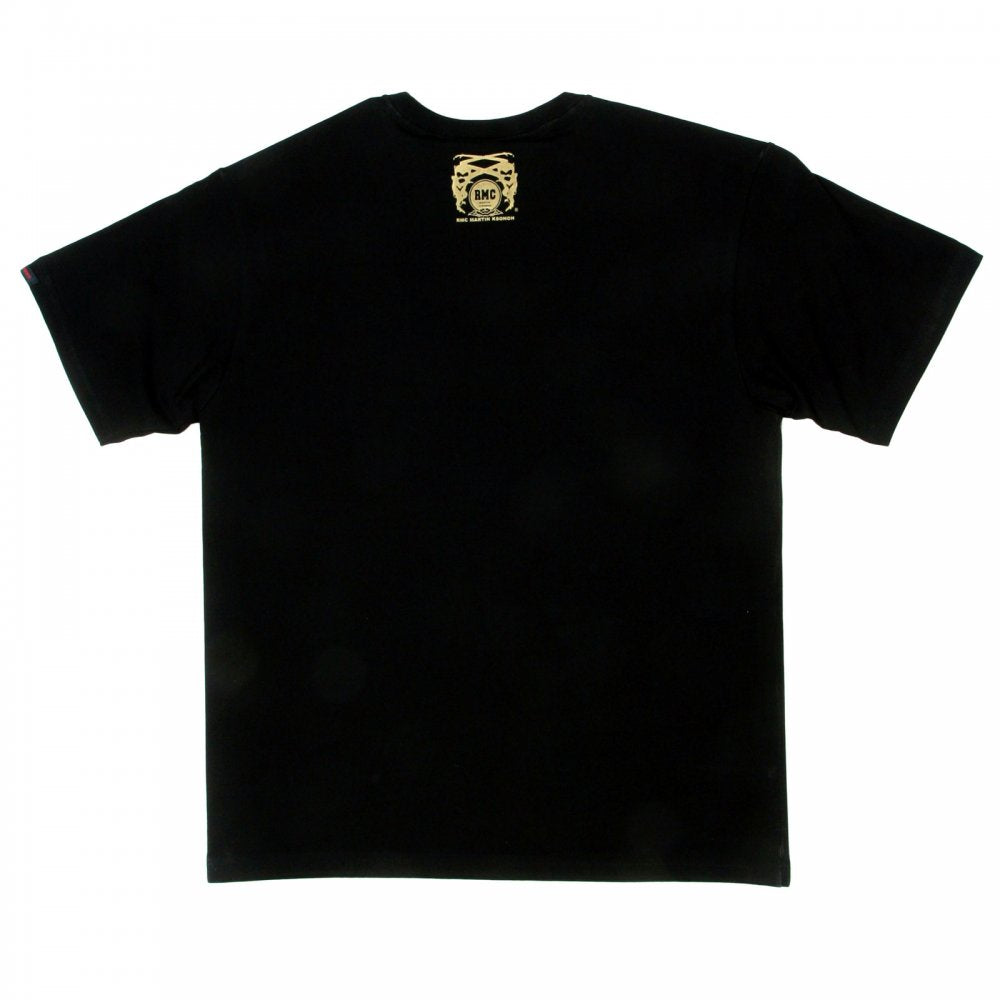 Black Crew Neck Regular Fit T-Shirt with Printed Brand Logo in Off White
