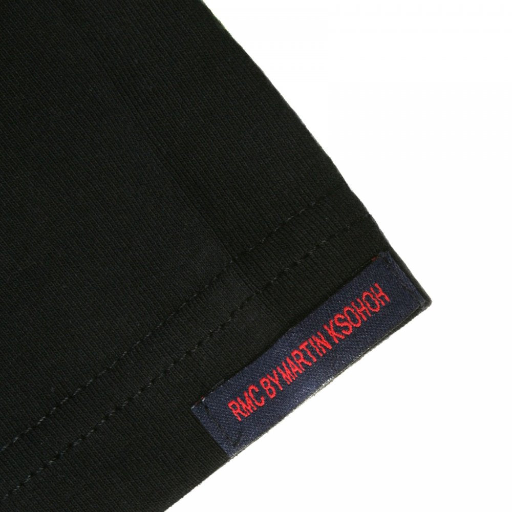 Black Crew Neck Regular Fit T-Shirt with Printed Brand Logo in Off White