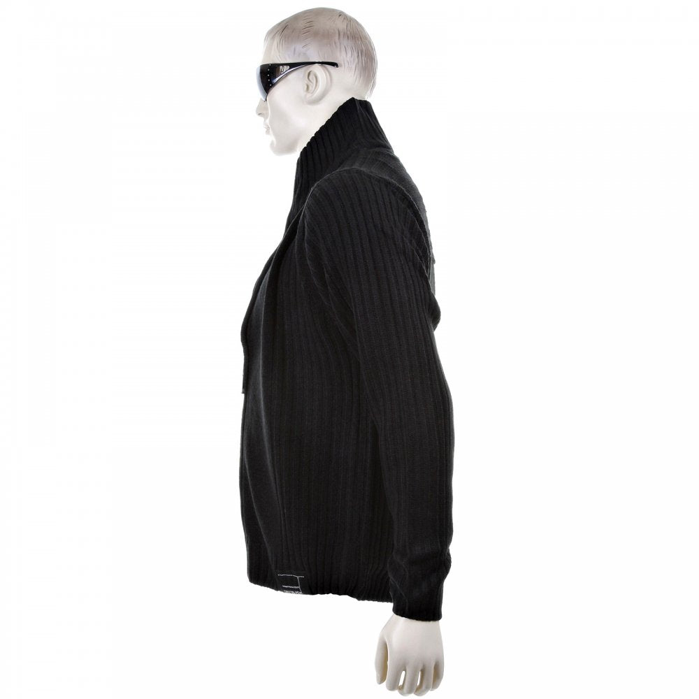 Black Full Zip Regular Fit Long Sleeve Knitted Cardigan