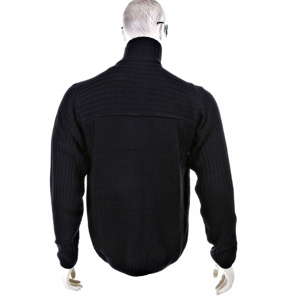 Black Full Zip Regular Fit Long Sleeve Knitted Cardigan