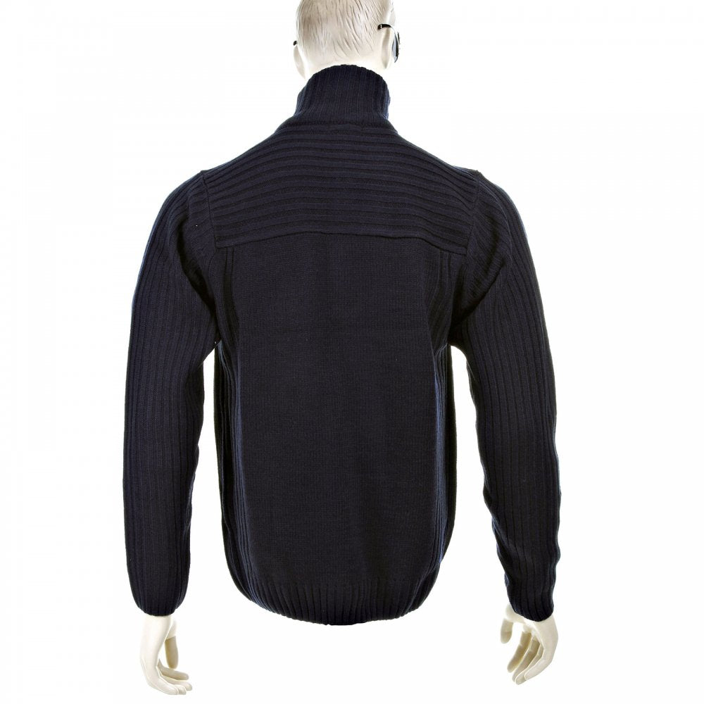 Navy Full Zip Regular Fit Long Sleeve Knitted Cardigan