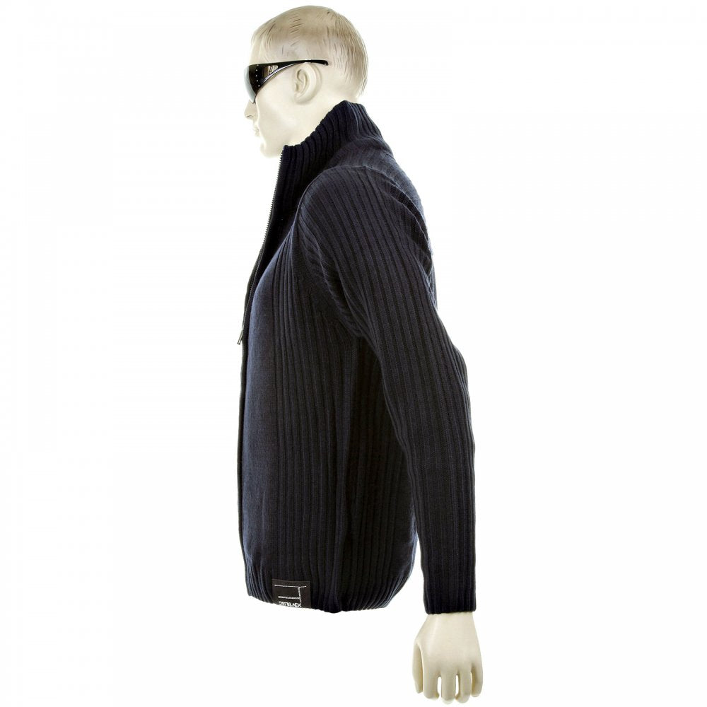 Navy Full Zip Regular Fit Long Sleeve Knitted Cardigan