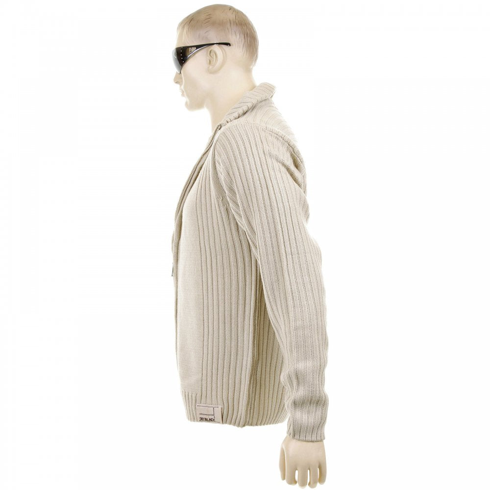 Stone Full Zip Regular Fit Long Sleeve Knitted Cardigan