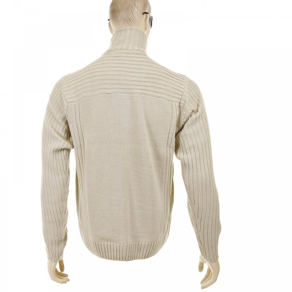 Stone Full Zip Regular Fit Long Sleeve Knitted Cardigan