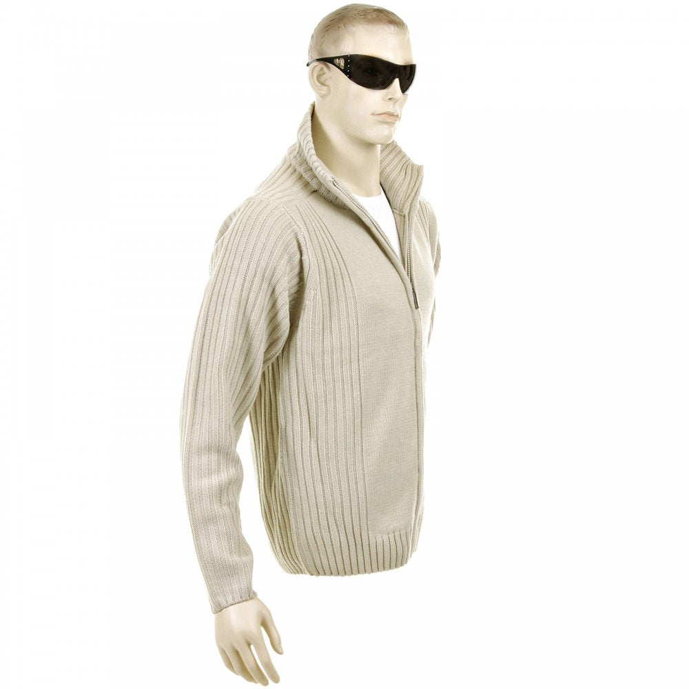 Stone Full Zip Regular Fit Long Sleeve Knitted Cardigan
