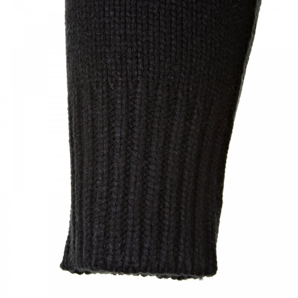 Black Shawl Collar Long Sleeve Regular Fit Zip Up Knitted Cardigan
