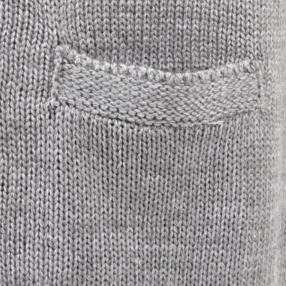 Grey Marl Shawl Collar Long Sleeve Zip Up Knitted Cardigan