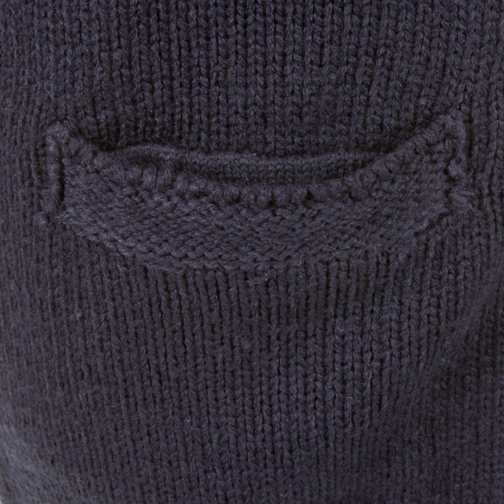 Navy Shawl Collar Long Sleeve Regular Fit Zip up Knitted Cardigan