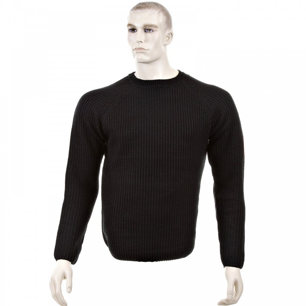 Black Crew Neck Raglan Sleeve Regular Fit Knitted Jumper