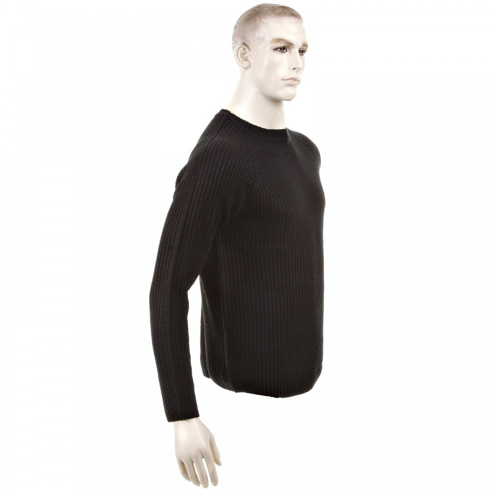 Black Crew Neck Raglan Sleeve Regular Fit Knitted Jumper