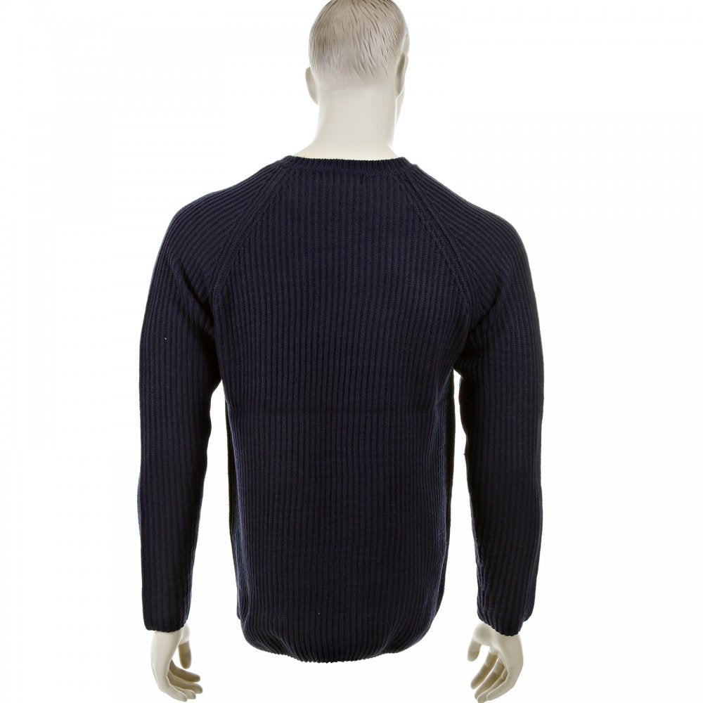Dark Navy Crew Neck Raglan Sleeve Regular Fit Knitted Jumper