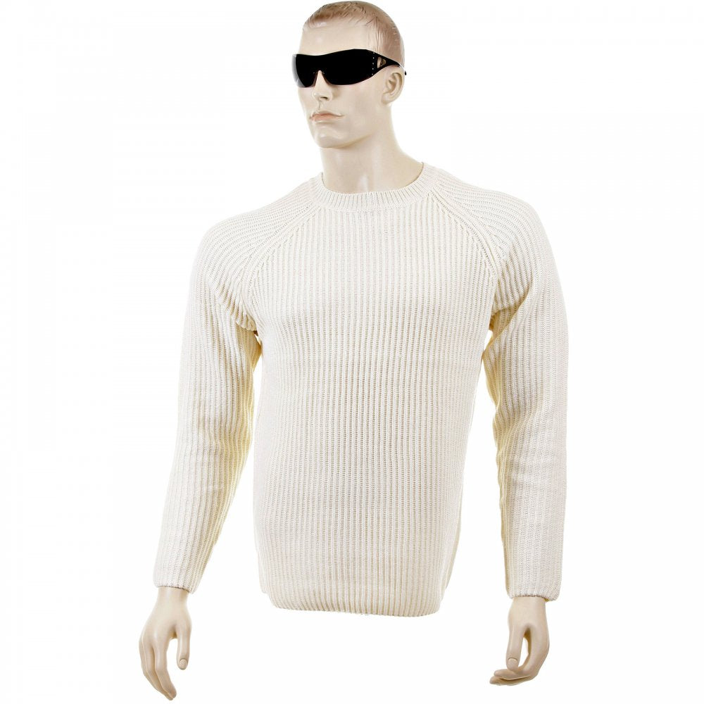 Cream Crew Neck Raglan Sleeve Regular Fit Knitted Jumper