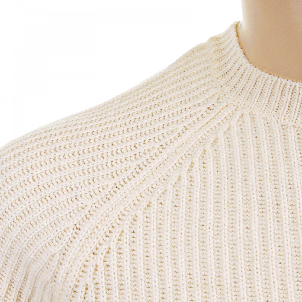 Cream Crew Neck Raglan Sleeve Regular Fit Knitted Jumper