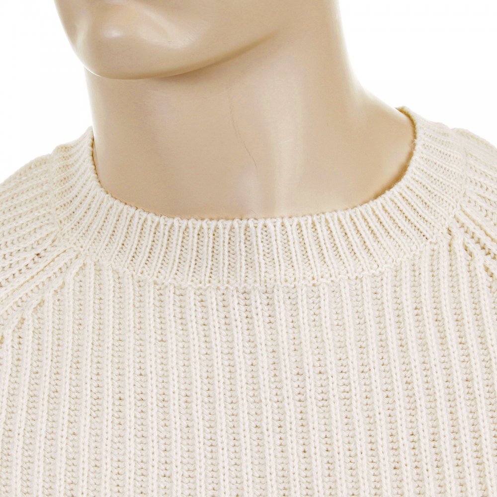 Cream Crew Neck Raglan Sleeve Regular Fit Knitted Jumper