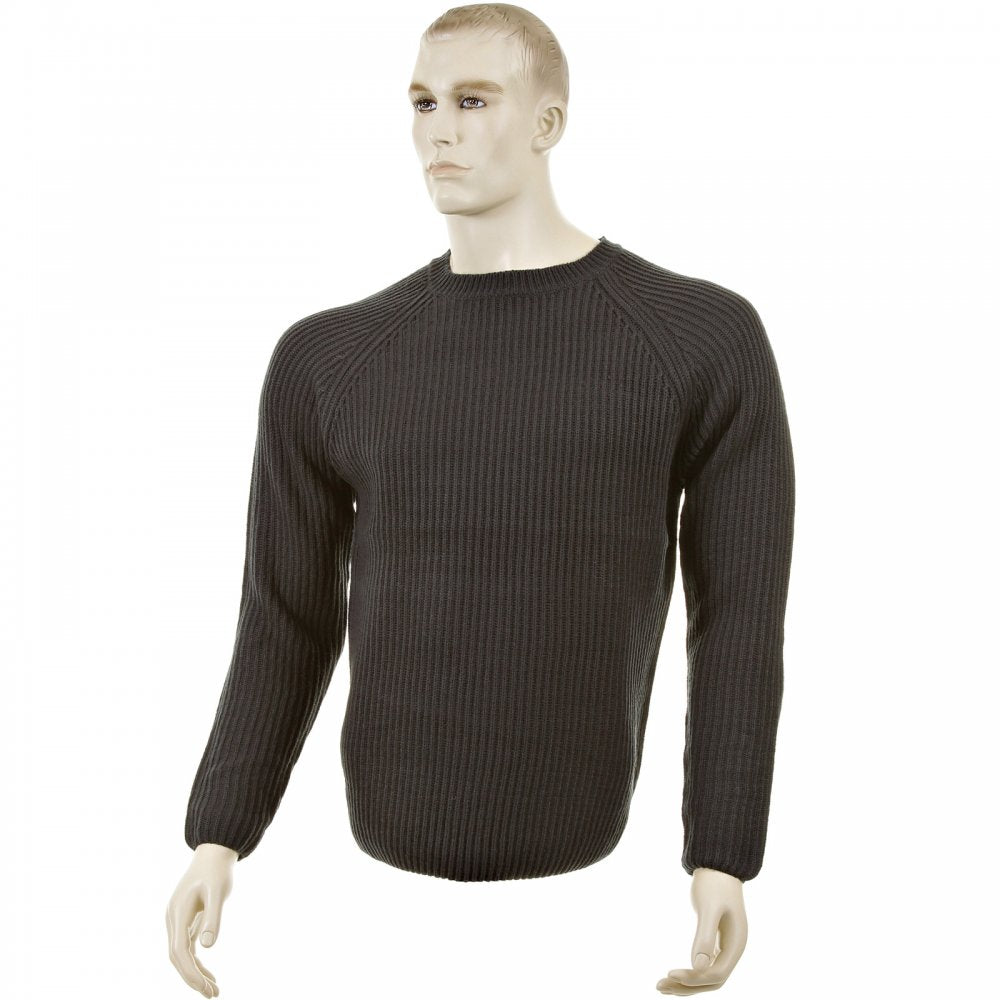 Charcoal Crew Neck Raglan Sleeve Regular Fit Knitted Jumper