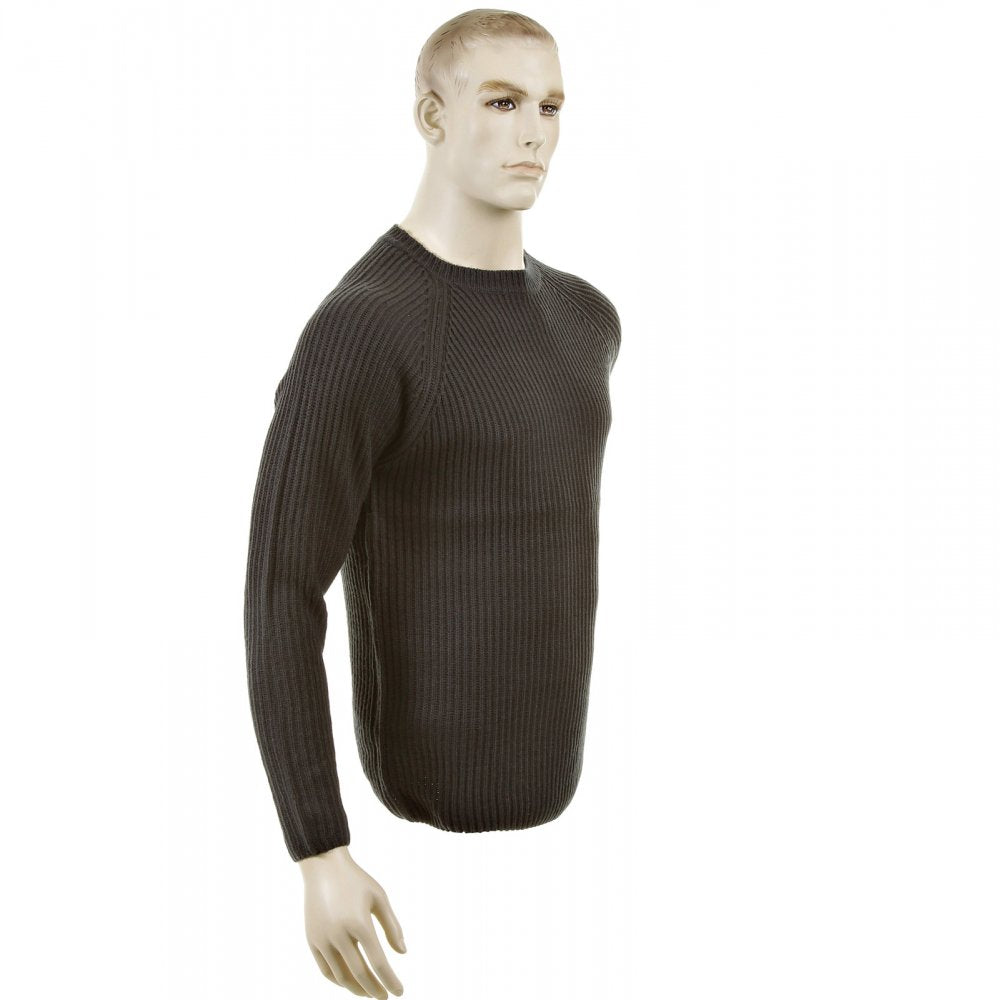 Charcoal Crew Neck Raglan Sleeve Regular Fit Knitted Jumper