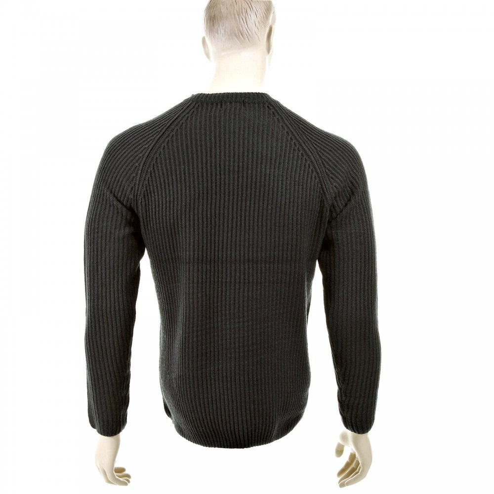 Charcoal Crew Neck Raglan Sleeve Regular Fit Knitted Jumper