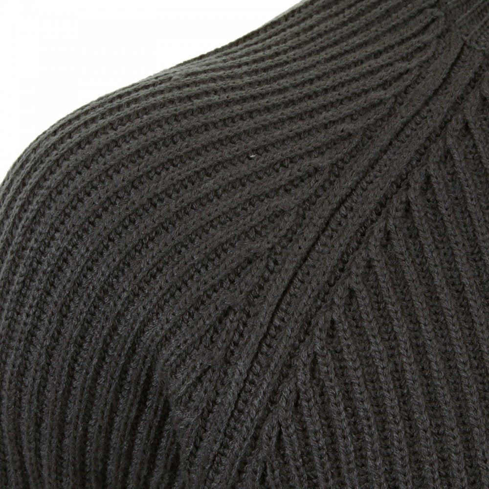 Charcoal Crew Neck Raglan Sleeve Regular Fit Knitted Jumper
