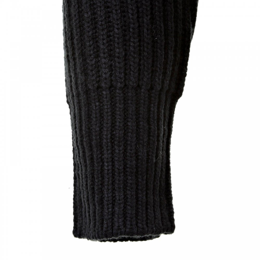 Black Long Sleeve Regular Fit Full Zipped Cardigan with Applique Shoulder Patch