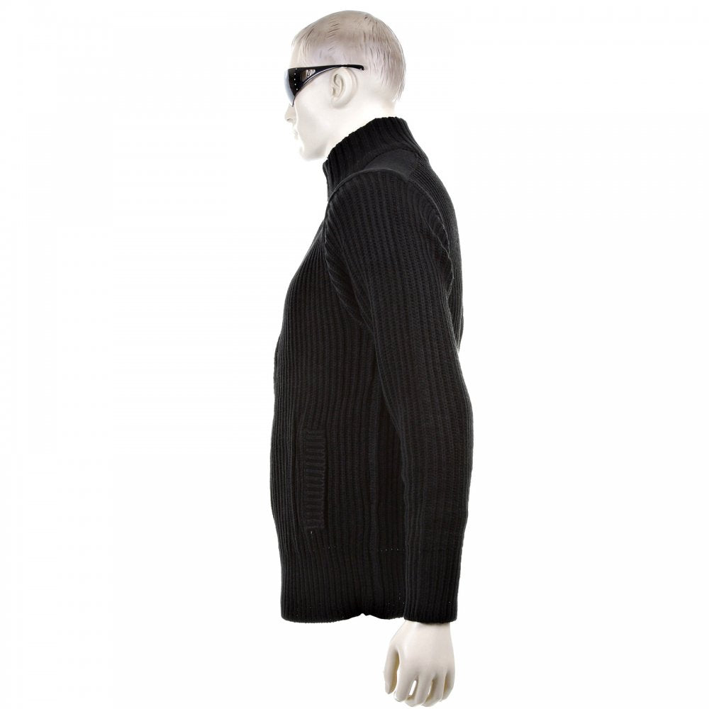 Black Long Sleeve Regular Fit Full Zipped Cardigan with Applique Shoulder Patch