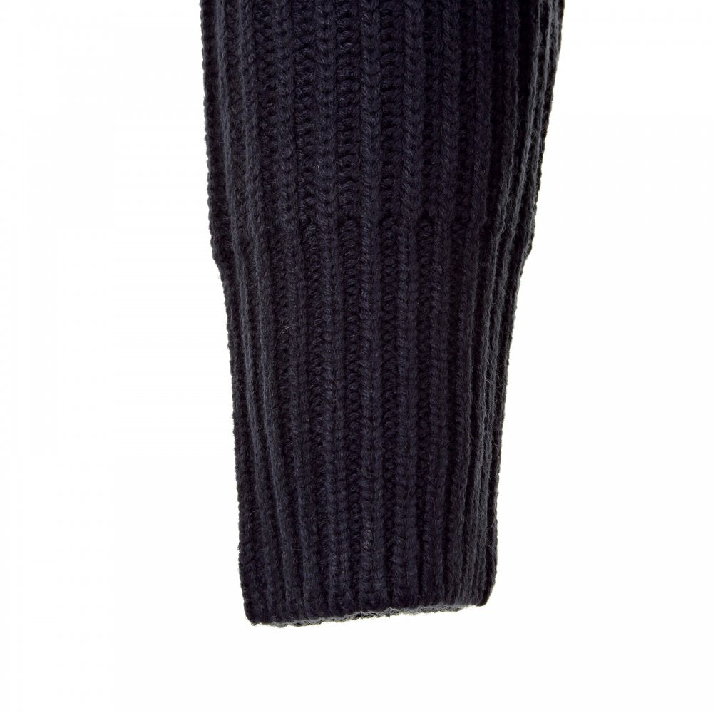 Navy Long Sleeve Regular Fit Full Zipped Cardigan with Applique Shoulder Patch