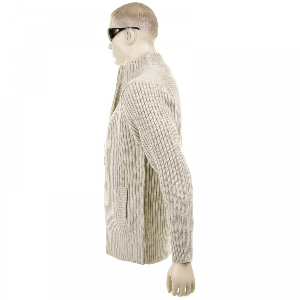 Stone Long Sleeve Regular Fit Full Zipped Cardigan with Applique Shoulder Patch