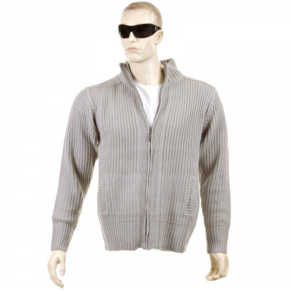 Grey Long Sleeve Regular Fit Full Zipped Cardigan with Applique Shoulder Patch