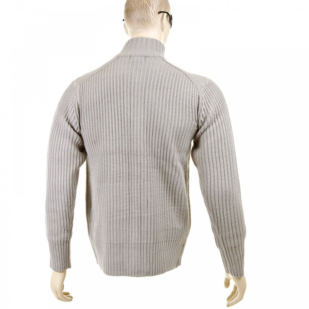 Grey Long Sleeve Regular Fit Full Zipped Cardigan with Applique Shoulder Patch