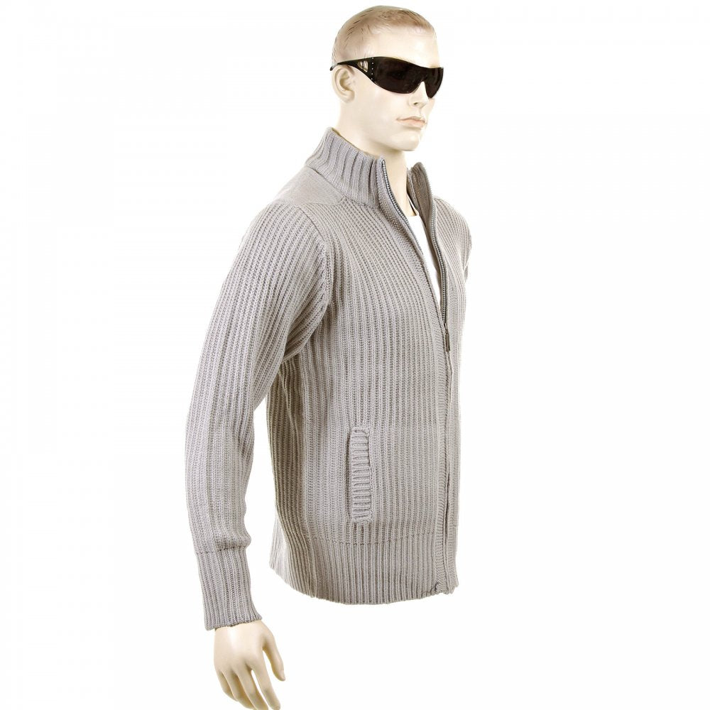 Grey Long Sleeve Regular Fit Full Zipped Cardigan with Applique Shoulder Patch