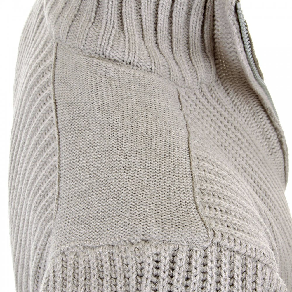 Grey Long Sleeve Regular Fit Full Zipped Cardigan with Applique Shoulder Patch