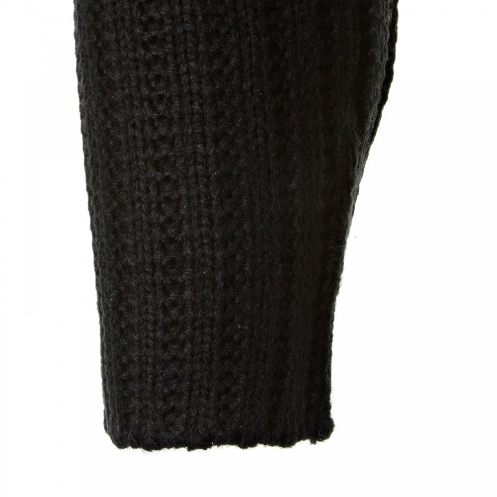 Black Ribbed Zip up Regular Fit High Neck Cardigan
