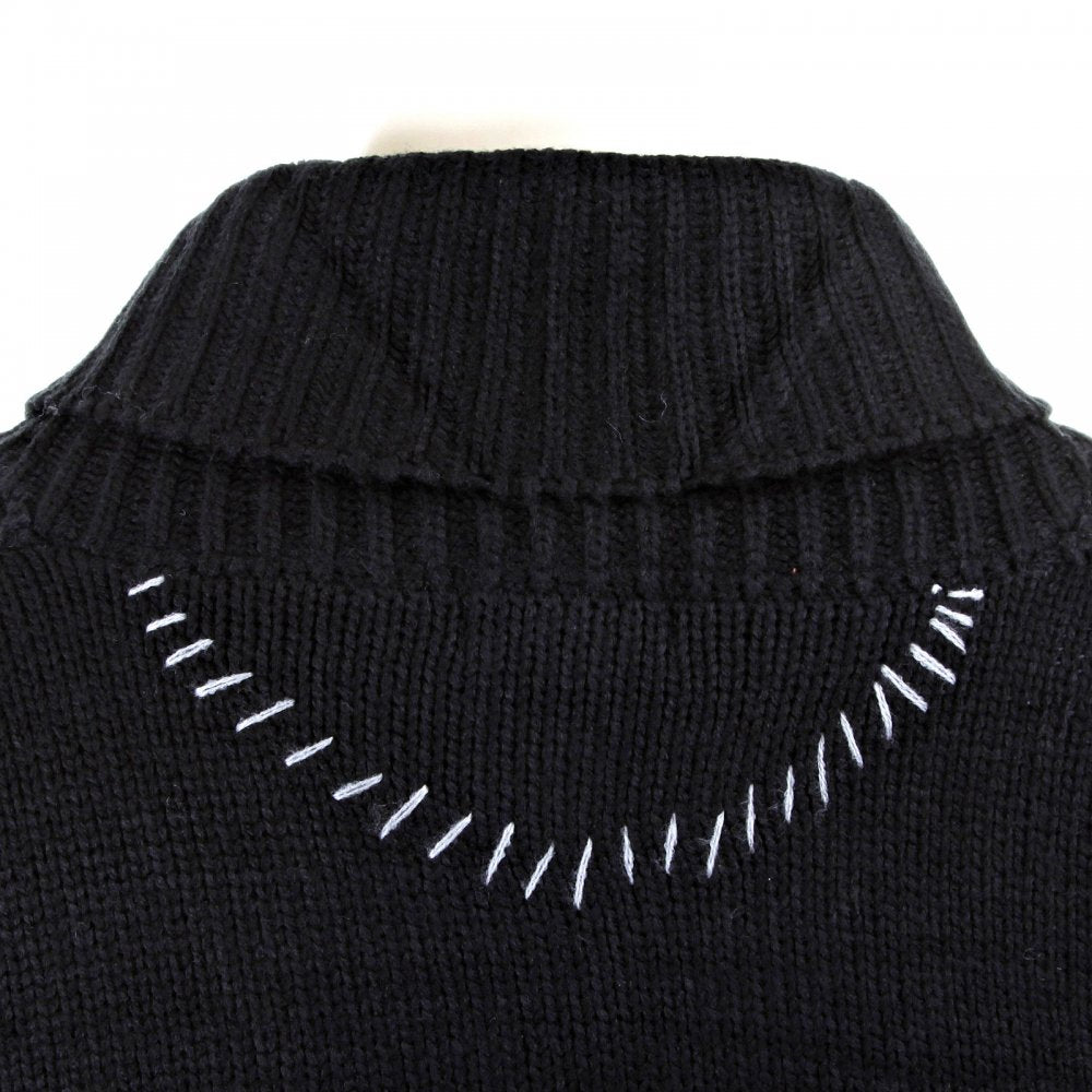 Regular Fit Black Button up Shawl Collar Knitted Cardigan
