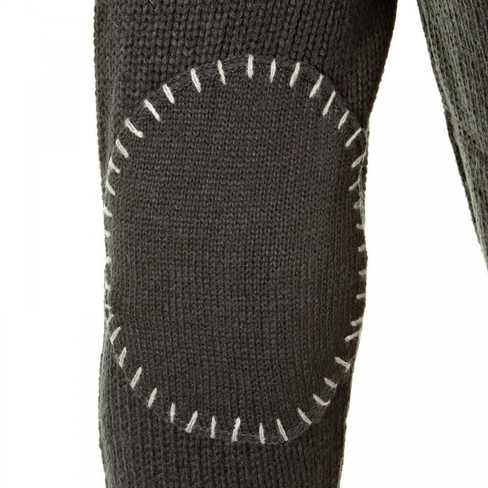 Regular Fit Charcoal Button up Shawl Collar Knitted Cardigan