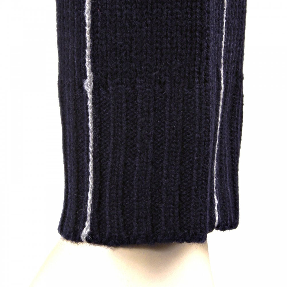 Dark Navy Crew Neck Long Sleeve Regular Fit Knitted Jumper with White Trim