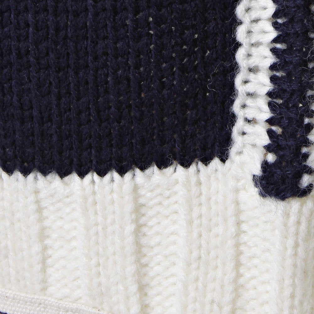 Knitted Navy Long Sleeve Regular Fit Zip up Cardigan with Ecru Trim