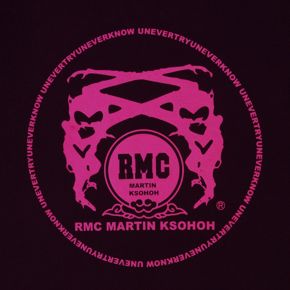 Black Crew Neck Regular Fit T-Shirt with Printed Logo in Fuchsia