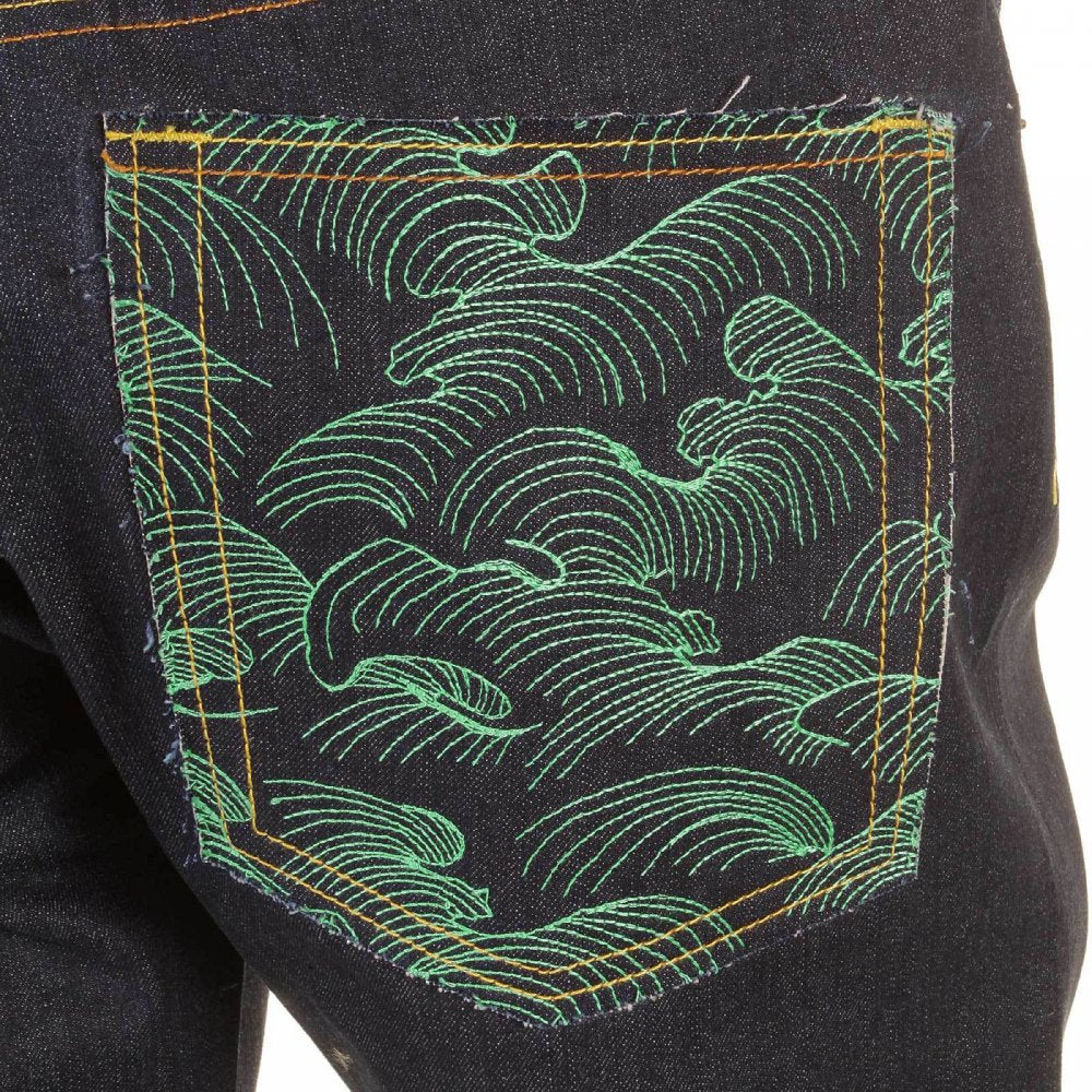 Tsunami Wave with Yellow Painted Logo Slimmer Cut Jeans