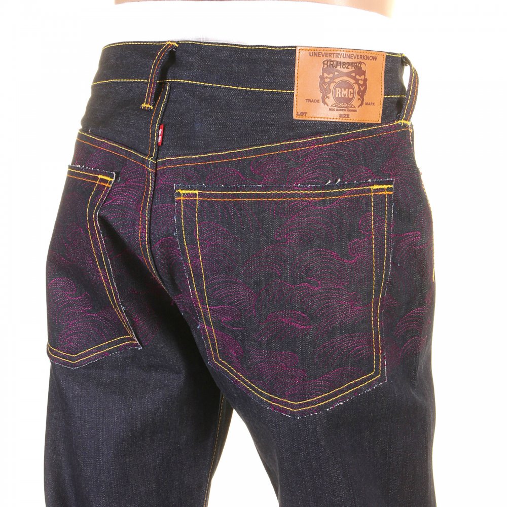 Vintage Denim with Full back Purple Tsunami Wave