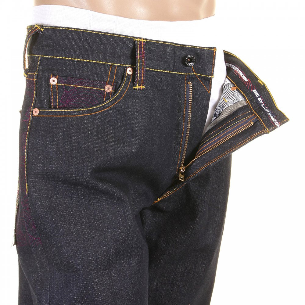 Vintage Denim with Full back Purple Tsunami Wave
