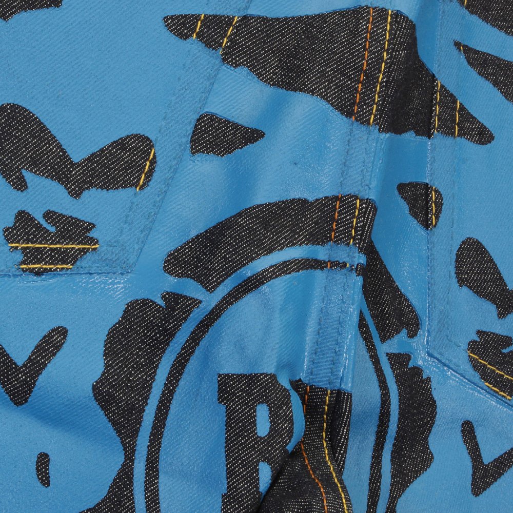 Super Exclusive Design Dark Indigo Raw Denim Short with Blue Painted Logo