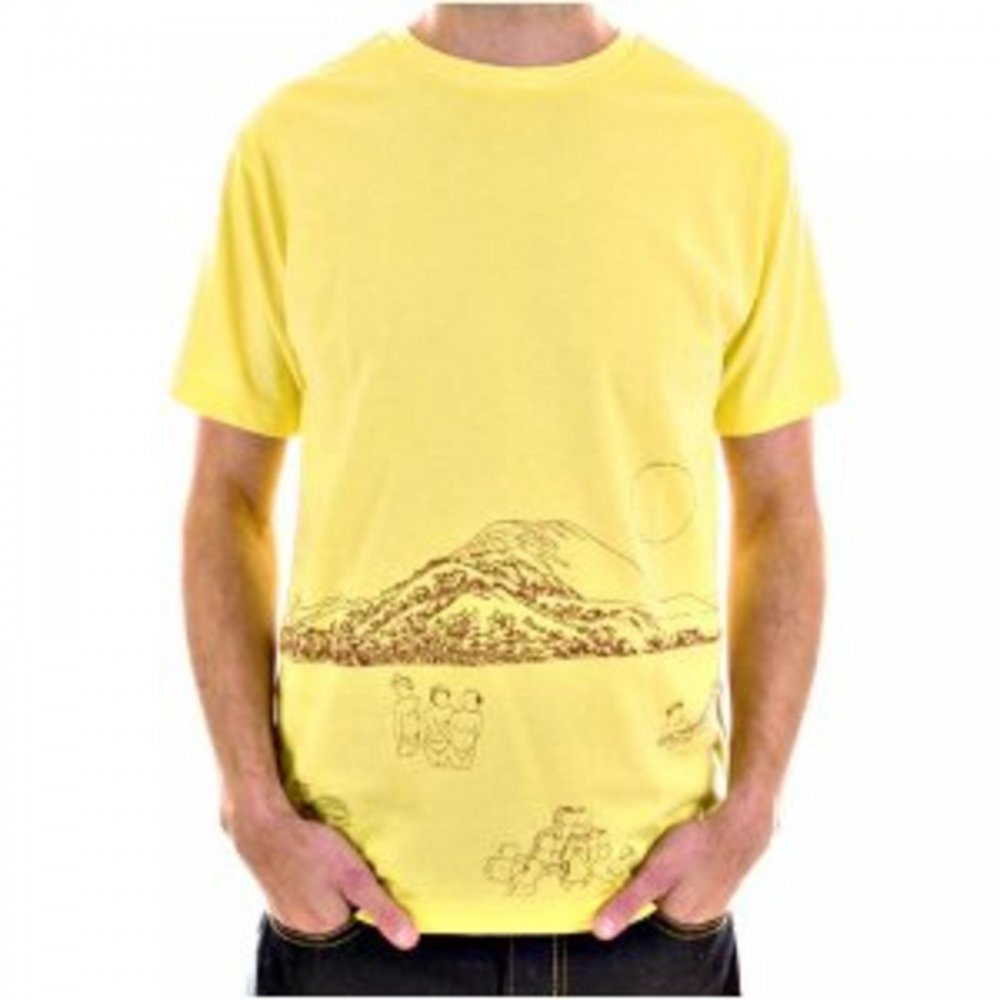 Exclusive Yellow Short Sleeve Crew Neck Cotton T-Shirt with Embroidered Toyo Story Porter Scene