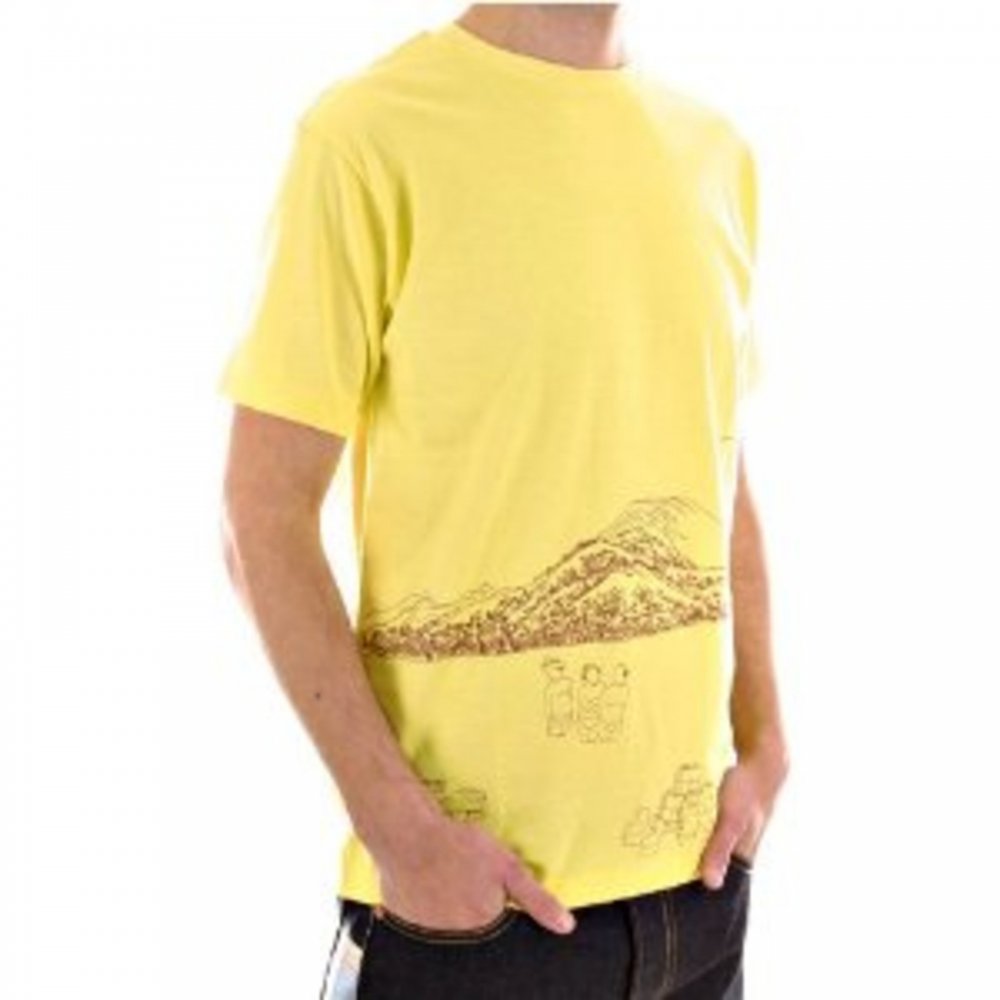 Exclusive Yellow Short Sleeve Crew Neck Cotton T-Shirt with Embroidered Toyo Story Porter Scene
