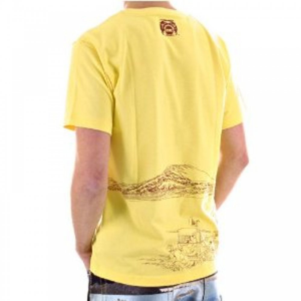 Exclusive Yellow Short Sleeve Crew Neck Cotton T-Shirt with Embroidered Toyo Story Porter Scene
