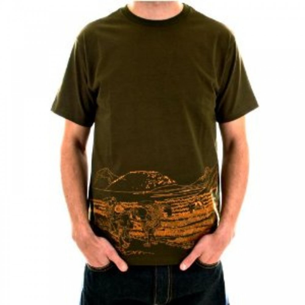Short sleeve Crew Neck cotton t-shirt in army-green