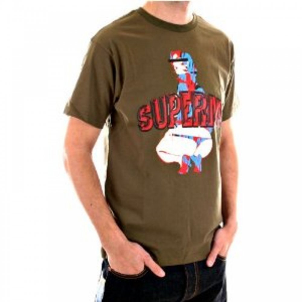 Army green short sleeve cotton t-shirt